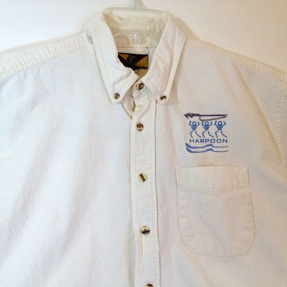 Vintage Motorola Camp & Creek Short Sleeve Soft Cotton Button Up Shirt Size L - Picture 1 of 11